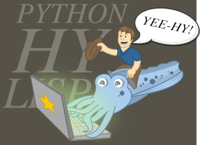 A man shouting "Yee-Hy!" while riding a cuttlefish as it types on a laptop